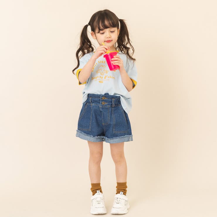★RONRON★★新作・25SS★ フリルヘムデニムパンツ セール】楽デニム ハイウエスト フリルショートパンツ（デニム