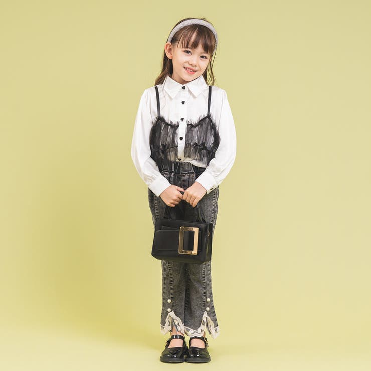 パールデザイン裾レースデニムパンツ[品番：VINK0001911]｜URBAN