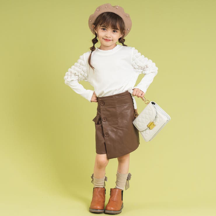 ボタンデザインフェイクレザーキュロット[品番：VINK0001880