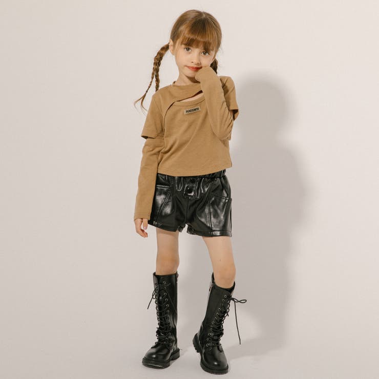 独特の上品 フェイクレザータックショートパンツ パンツ