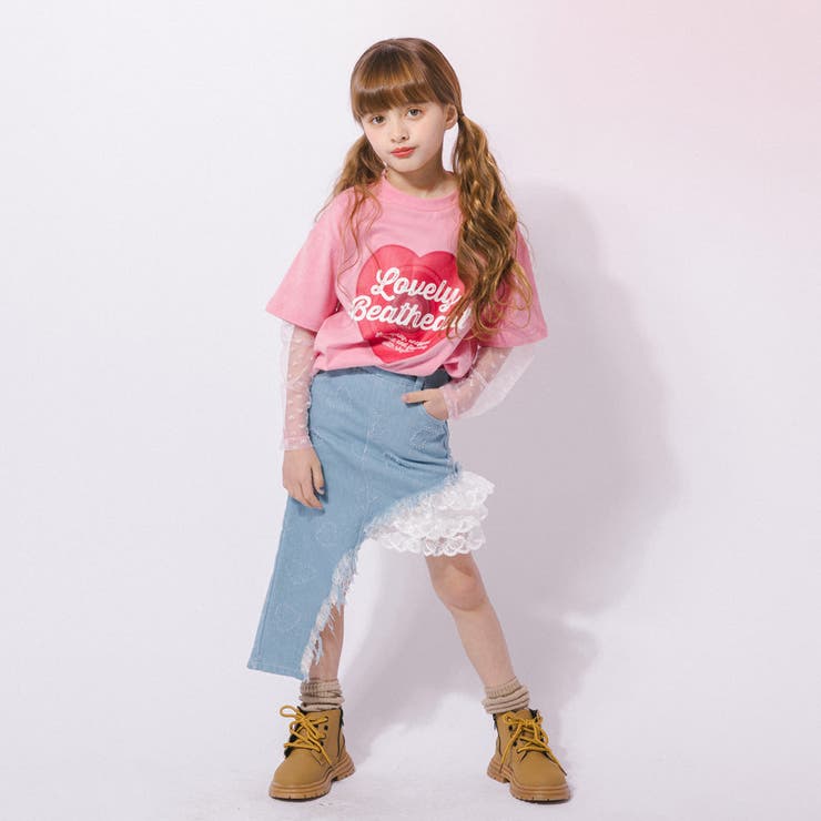 【インナーパンツ付き】レースフリルドッキングアシメハートフリンジデニムスカート | URBAN CHERRY | 詳細画像15 