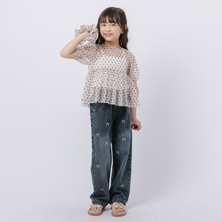 ミニリボン刺繍ストレートデニムパンツ | URBAN CHERRY | 詳細画像3 