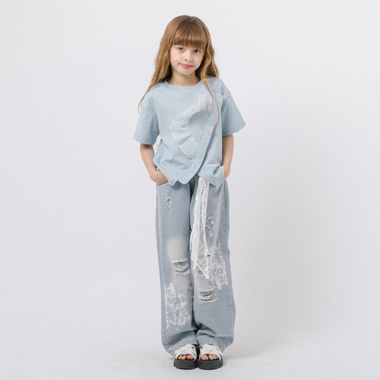 【レースリボン付き】ルーズダメージデニムパンツ | URBAN CHERRY | 詳細画像10 