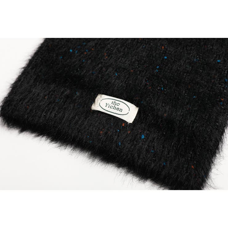 フロントタグデザインシャギー猫耳ニット帽[品番:VINK0003241 フロントタグデザインシャギー猫耳ニット帽[品番:VINK0003241
