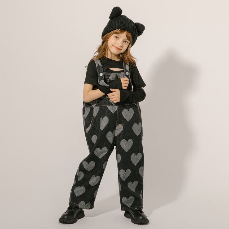 ハートデザインデニムサロペットパンツ[品番：VINK0002996