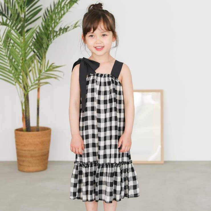リボンストラップデザインギンガムチェックワンピース 品番 Vink Urban Cherry アーバンチェリー のキッズ ファッション通販 Shoplist ショップリスト