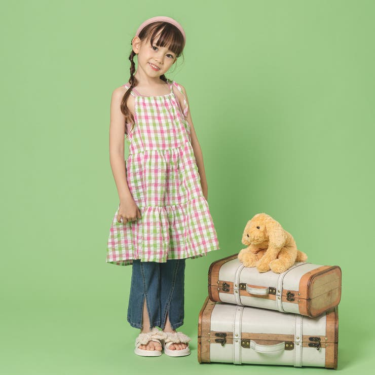 00s 希少 ALGONQUINS コットンチェックティアードキャミワンピ 00s 希少 ALGONQUINS コットンチェックティアードキャミワンピ 00s