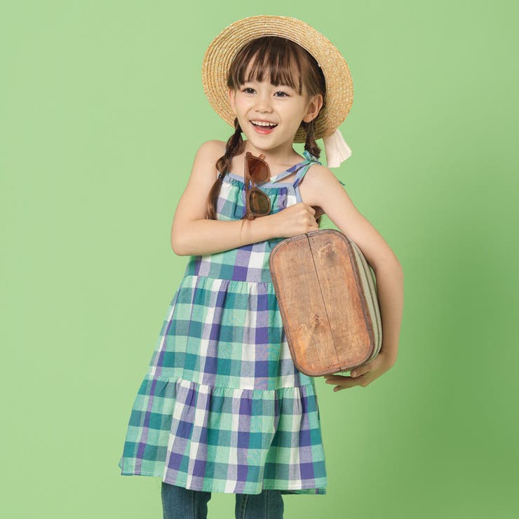 チェック柄ティアードキャミソールワンピース[品番：VINK0001778