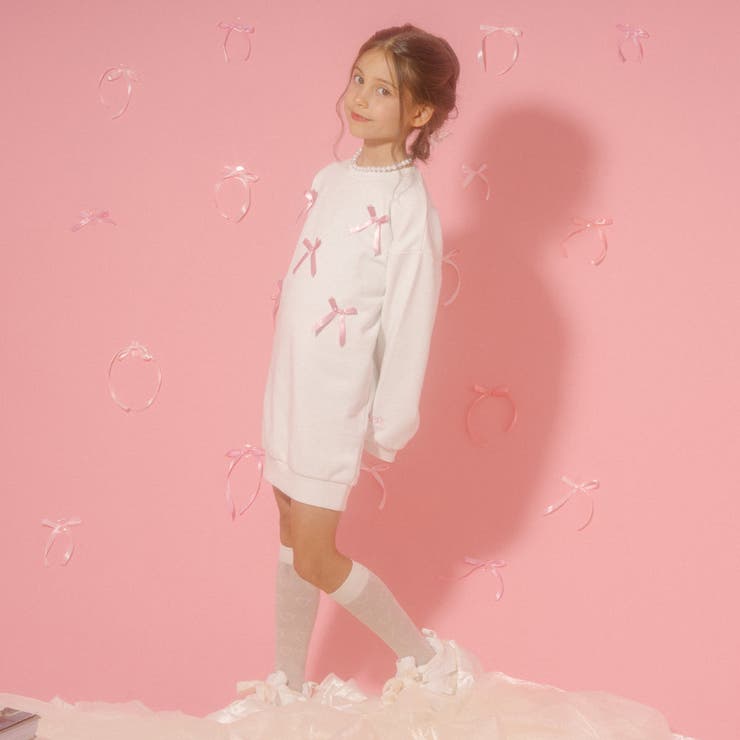 CHIPIE/シピ】サテンリボンスウェットワンピース[品番