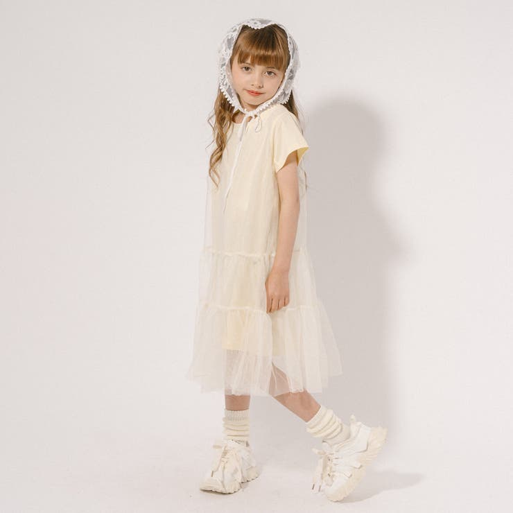 大人気シェリミーポンチョ♡新品タグ付きアイボリー 切り替えティアードミニワンピース[品番：VINK0003588]｜URBAN