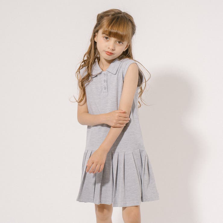 プリーツノースリーブポロワンピース[品番：VINK0003674]｜URBAN