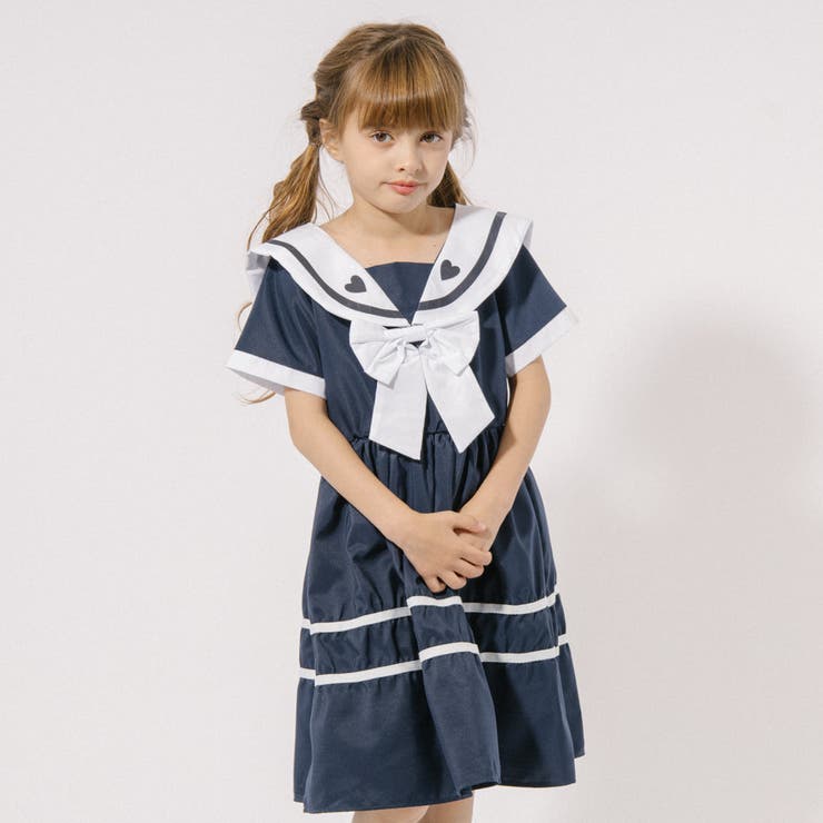 セーラーカラーハートデザインワンピース[品番：VINK0003718]｜URBAN