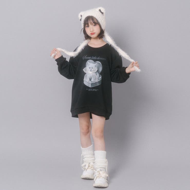 【CHIPIE/シピ】オーバーサイズシアーリボンキャットプリントミニワンピース | URBAN CHERRY | 詳細画像14 