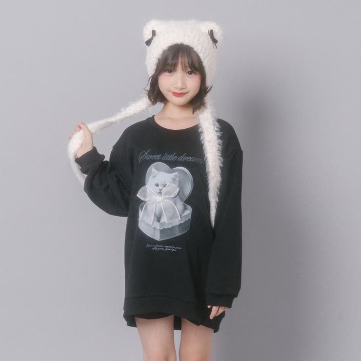 【CHIPIE/シピ】オーバーサイズシアーリボンキャットプリントミニワンピース | URBAN CHERRY | 詳細画像37 