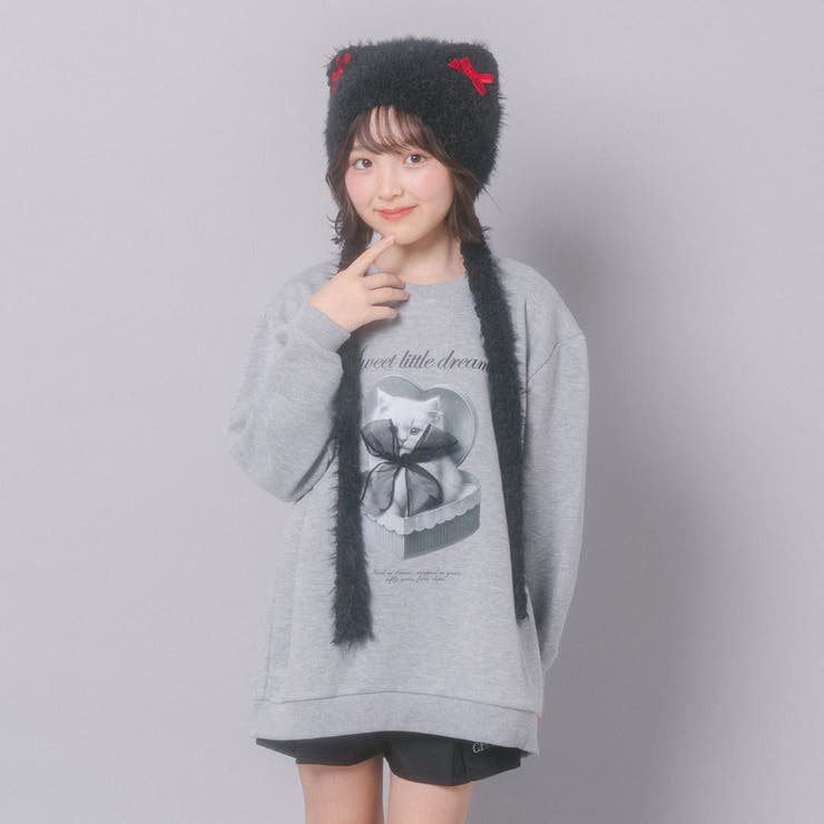 【CHIPIE/シピ】オーバーサイズシアーリボンキャットプリントミニワンピース | URBAN CHERRY | 詳細画像4 