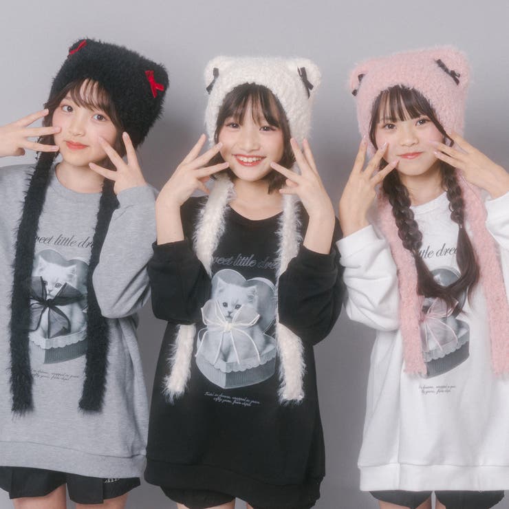 【CHIPIE/シピ】オーバーサイズシアーリボンキャットプリントミニワンピース | URBAN CHERRY | 詳細画像44 