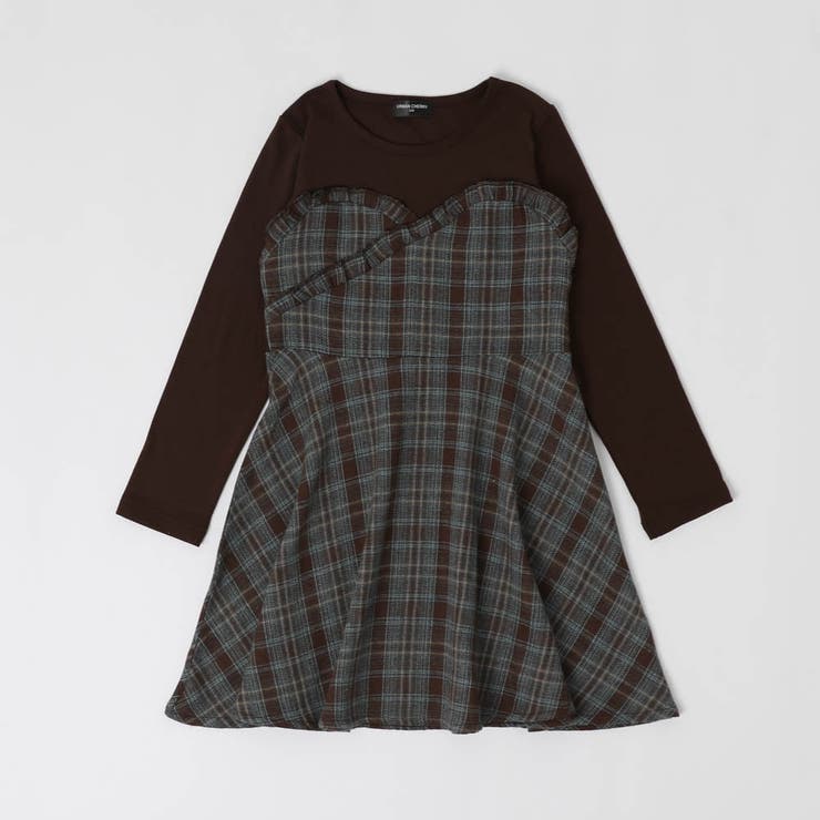 チェックビスチェドッキングワンピース | URBAN CHERRY | 詳細画像6 