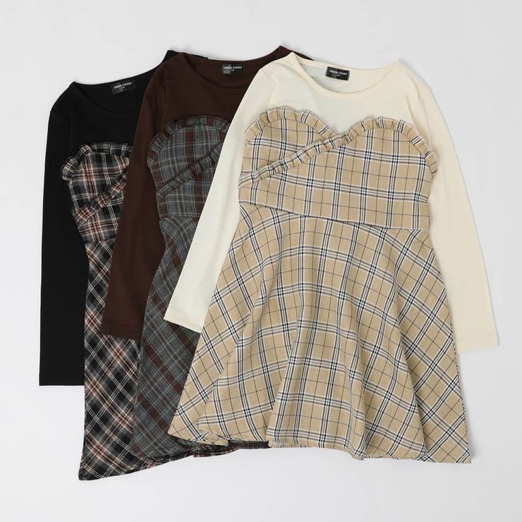 チェックビスチェドッキングワンピース | URBAN CHERRY | 詳細画像7 