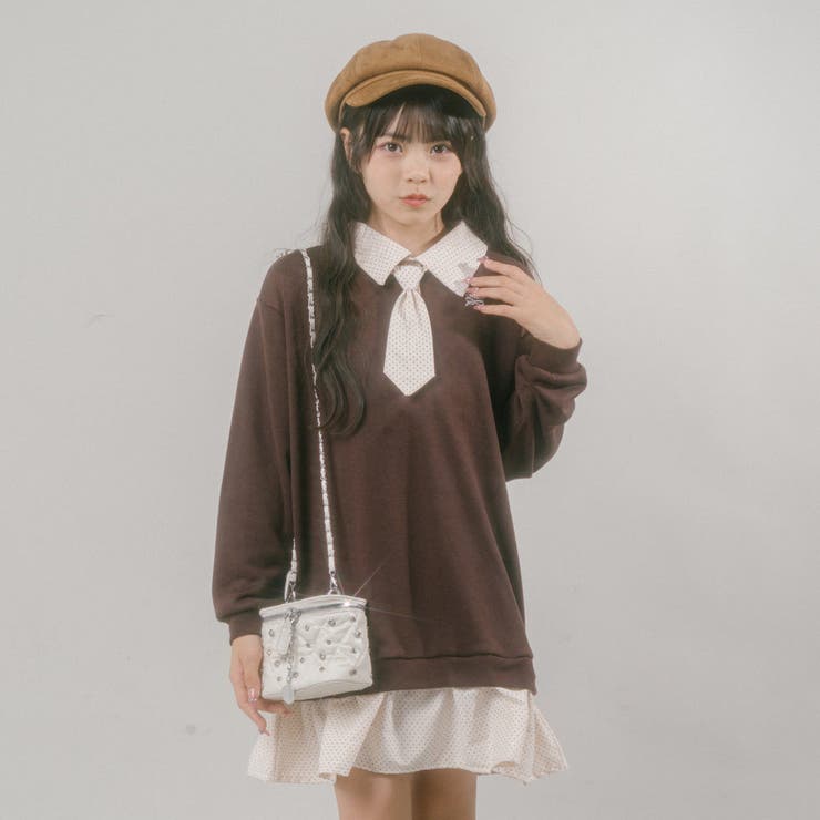 【CHIPIE シピ】(取り外し可能タイ付)ワンポイントロゴ刺繍ドッキングワンピ… | URBAN CHERRY | 詳細画像16 