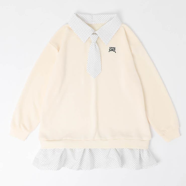 【CHIPIE シピ】(取り外し可能タイ付)ワンポイントロゴ刺繍ドッキングワンピ… | URBAN CHERRY | 詳細画像6 