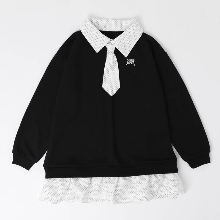 【CHIPIE シピ】(取り外し可能タイ付)ワンポイントロゴ刺繍ドッキングワンピ… | URBAN CHERRY | 詳細画像7 