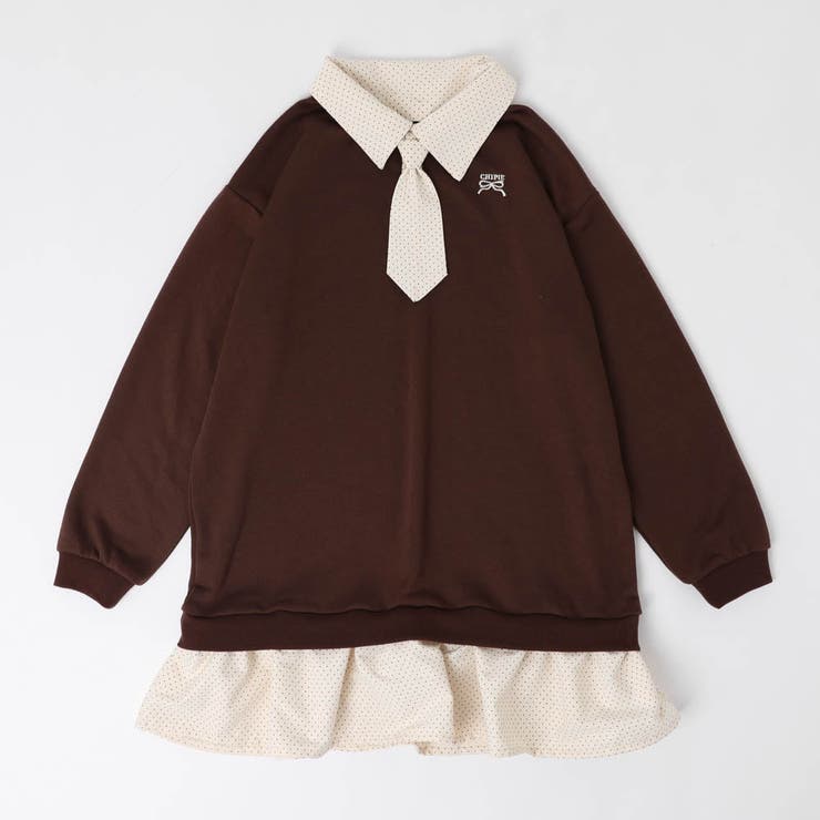 【CHIPIE シピ】(取り外し可能タイ付)ワンポイントロゴ刺繍ドッキングワンピ… | URBAN CHERRY | 詳細画像8 