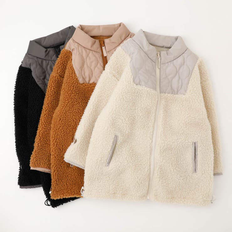 おうちで洗える!ハートロゴ刺繍中綿キルティングMIXボアコート | URBAN CHERRY | 詳細画像2 