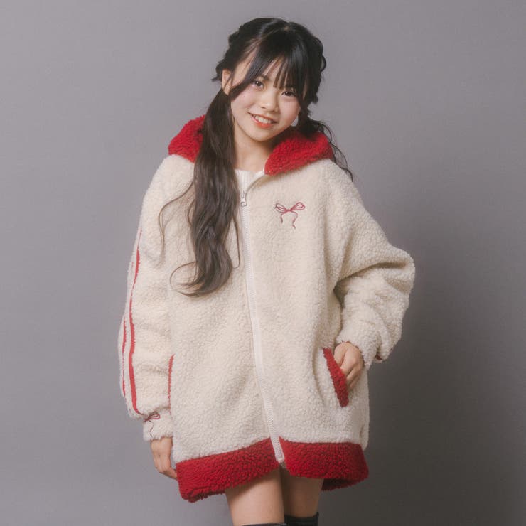 おうちで洗える!オーバーサイズサイドラインバックリボンボアアウター | URBAN CHERRY | 詳細画像3 