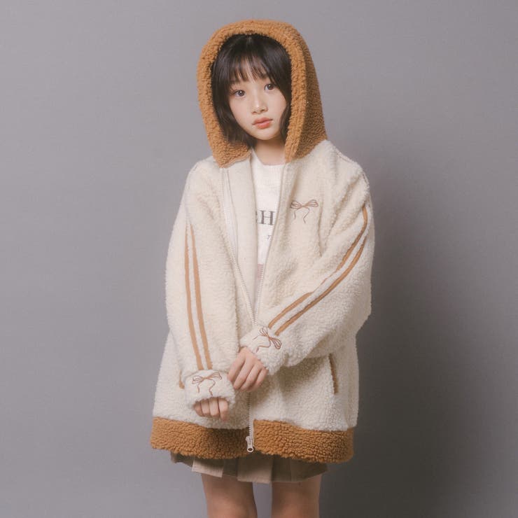 おうちで洗える!オーバーサイズサイドラインバックリボンボアアウター | URBAN CHERRY | 詳細画像4 