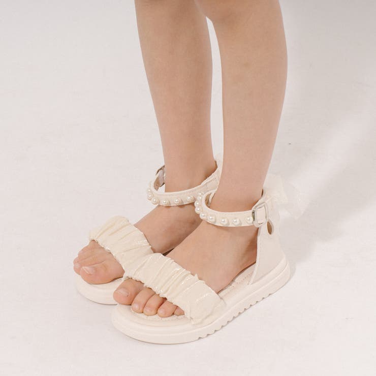【センターのリボンがフェミニンで大人♡】CHANEL サンダル シアーギャザーベルトパールデザインサンダル[品番：VINK0003643