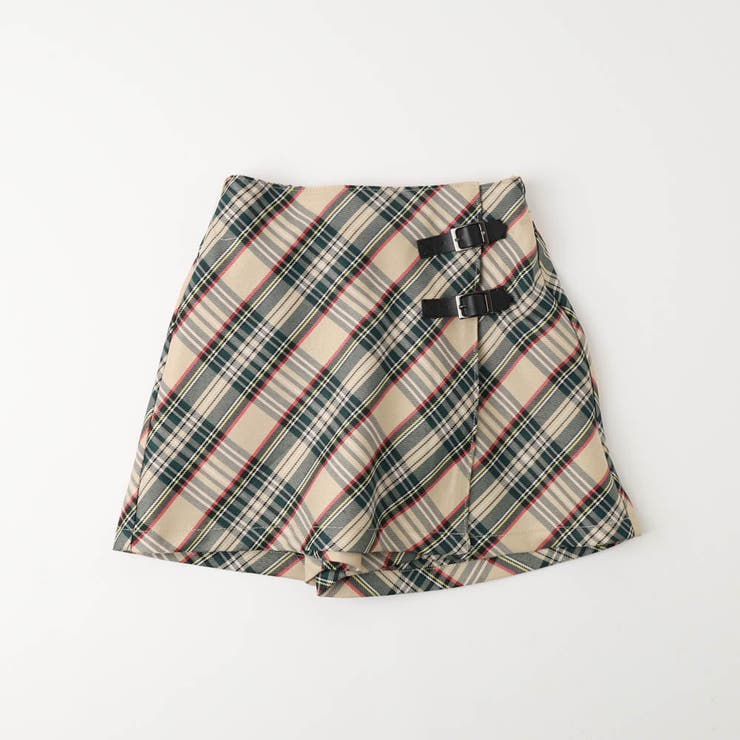 美品　cygne キュロット SEEM/シーム】インナーパンツ付きチェックラップキュロット