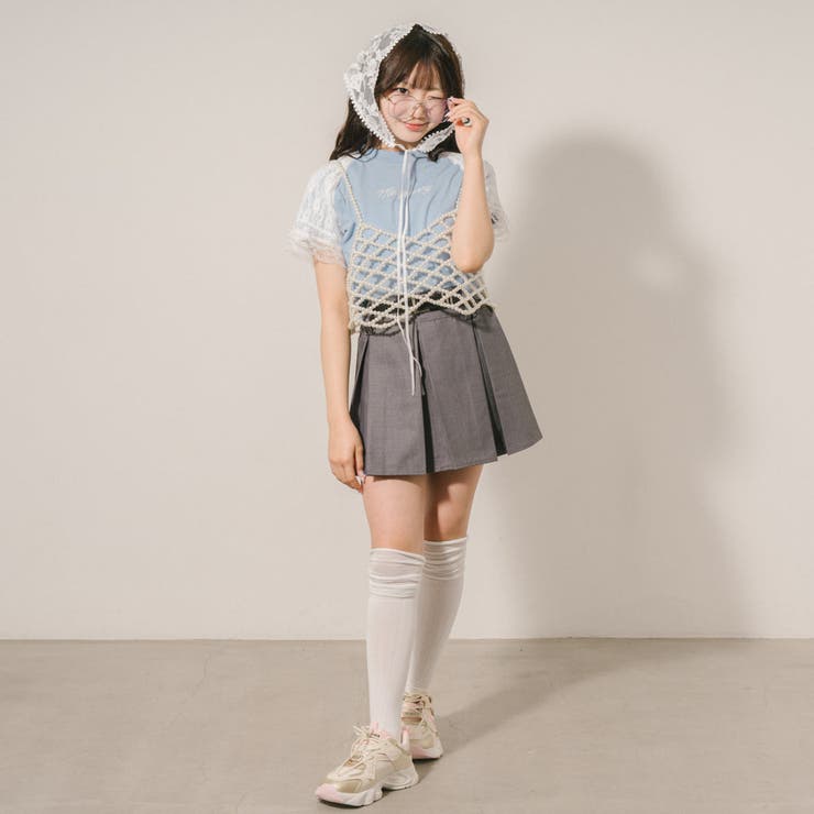 ベルト付属】インナーパンツ付きプリーツスカート[品番
