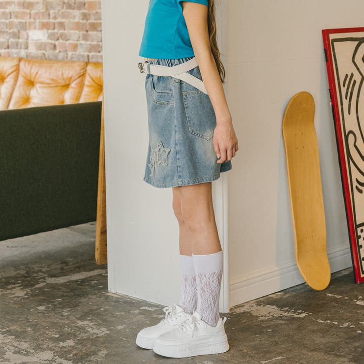 バタフライデザインキュロットデニムスカート | URBAN CHERRY | 詳細画像5 