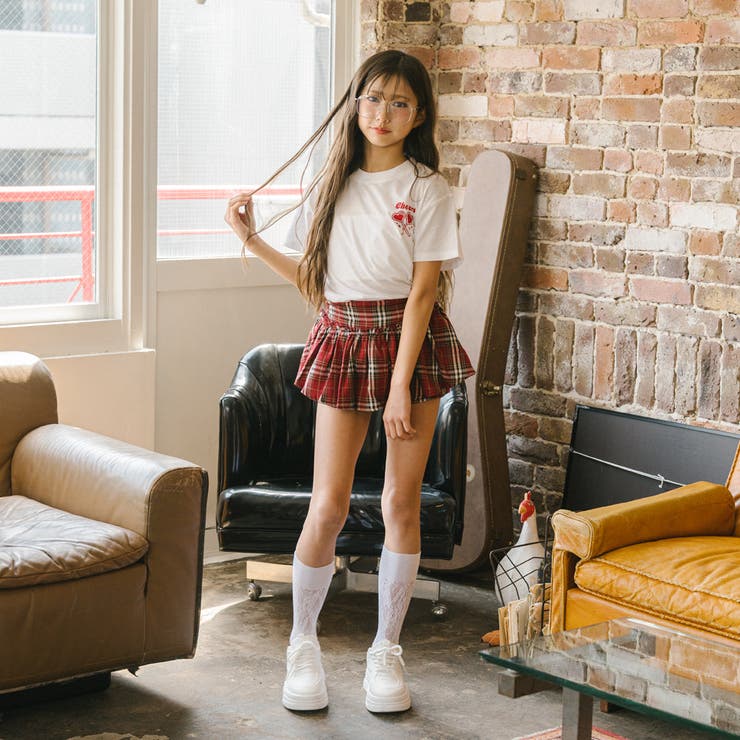 インナーパンツ付き】グレンチェック切り替えフレアスカート[品番