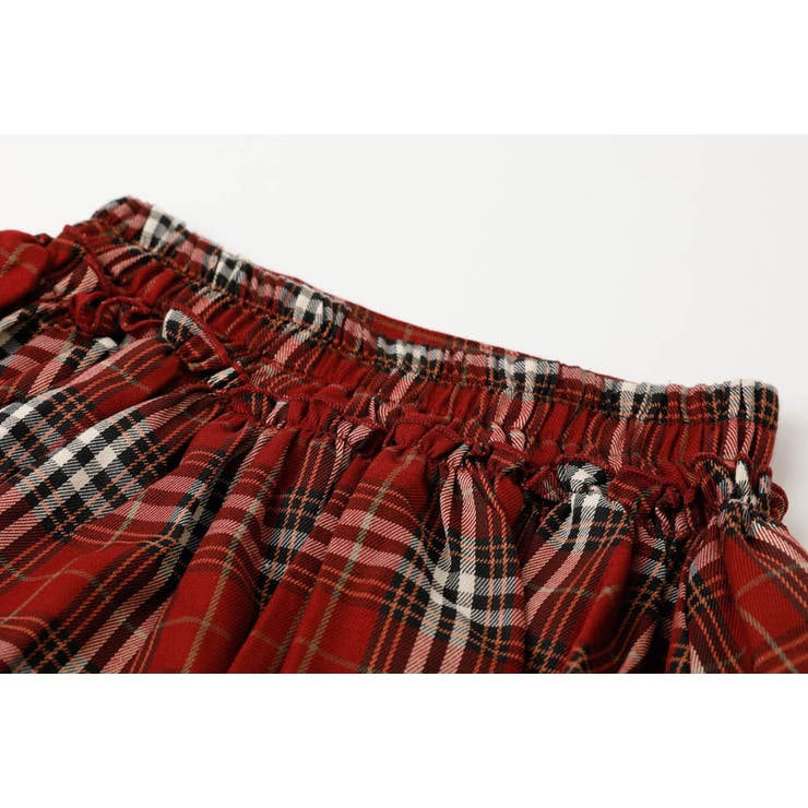 インナーパンツ付き】グレンチェック切り替えフレアスカート[品番