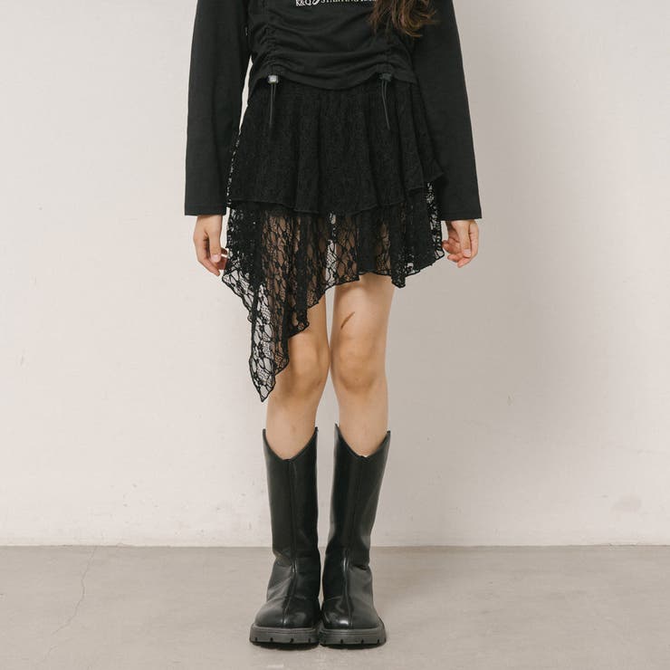 インパン裏地付きで安心!くしゅっと揺れるアシメヘムレースミニスカート | URBAN CHERRY | 詳細画像5 
