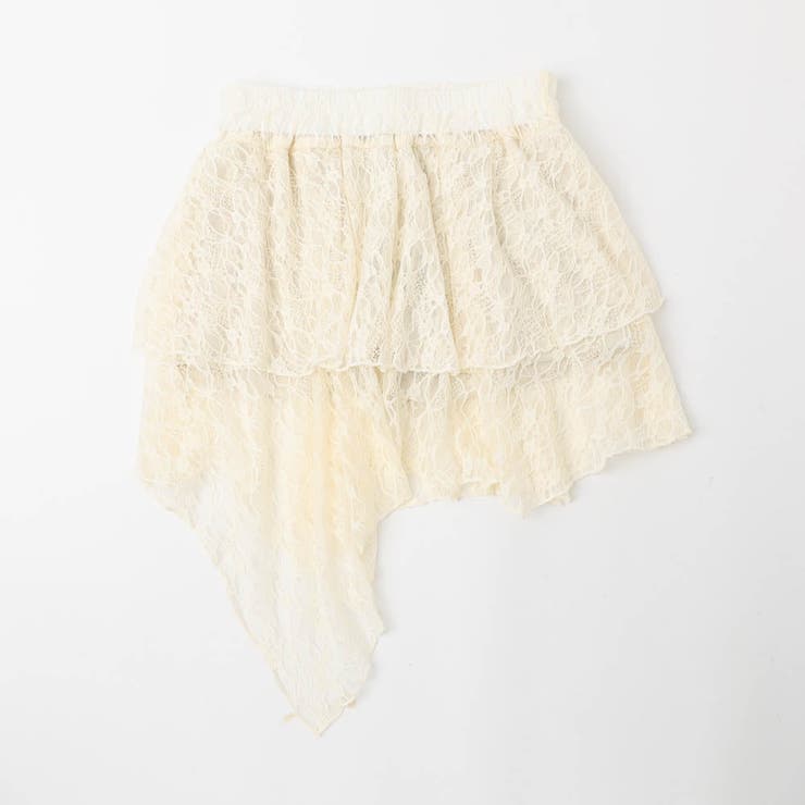 インパン裏地付きで安心!くしゅっと揺れるアシメヘムレースミニスカート | URBAN CHERRY | 詳細画像7 