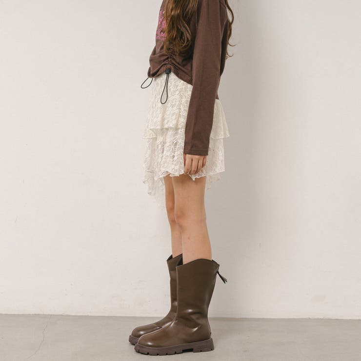 インパン裏地付きで安心!くしゅっと揺れるアシメヘムレースミニスカート | URBAN CHERRY | 詳細画像9 