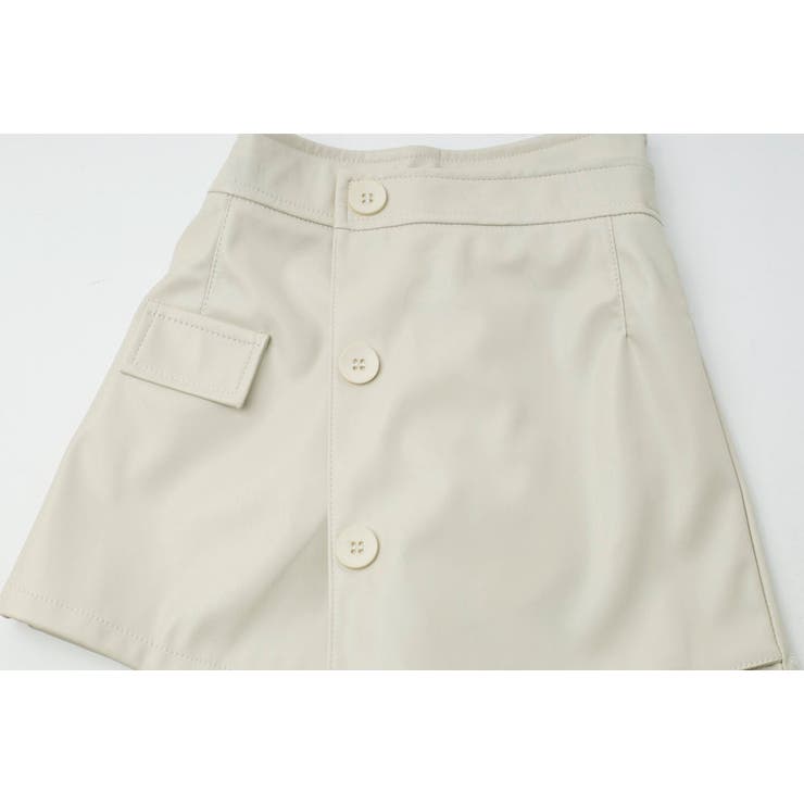 フロントボタンアシンメトリーフェイクレザーキュロットスカート | URBAN CHERRY | 詳細画像21 