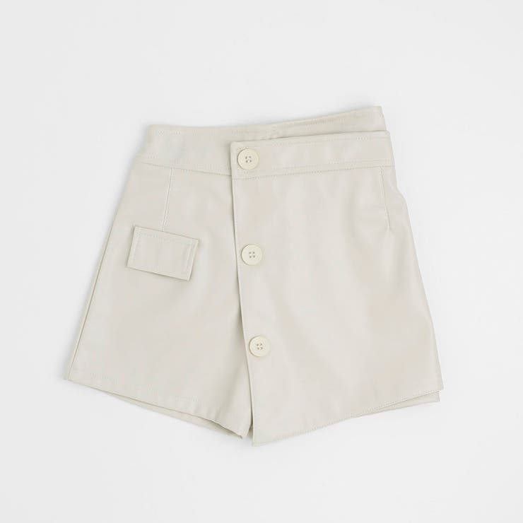 フロントボタンアシンメトリーフェイクレザーキュロットスカート | URBAN CHERRY | 詳細画像5 