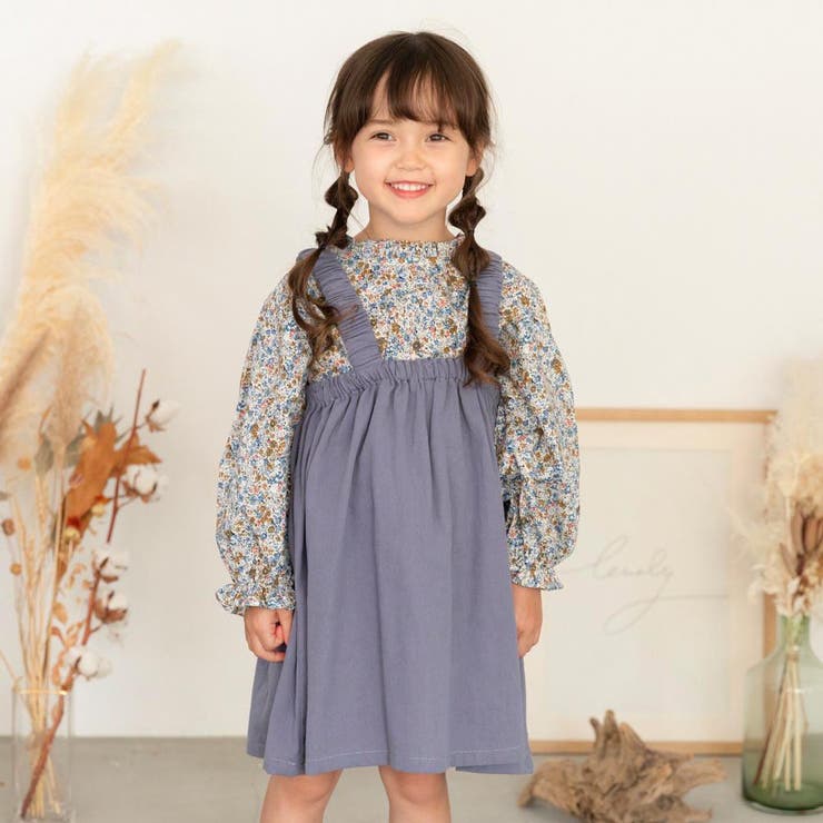 花柄シフォンブラウス 肩ひもシャーリングワンピースセット 品番 Vink Urban Cherry アーバンチェリー のキッズファッション通販 Shoplist ショップリスト