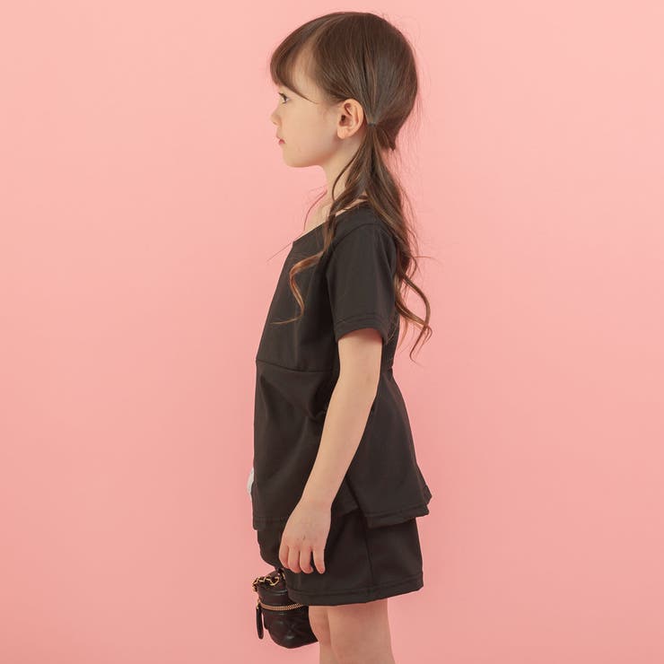 アシンメトリーペプラムトップス＋ショートパンツ[品番