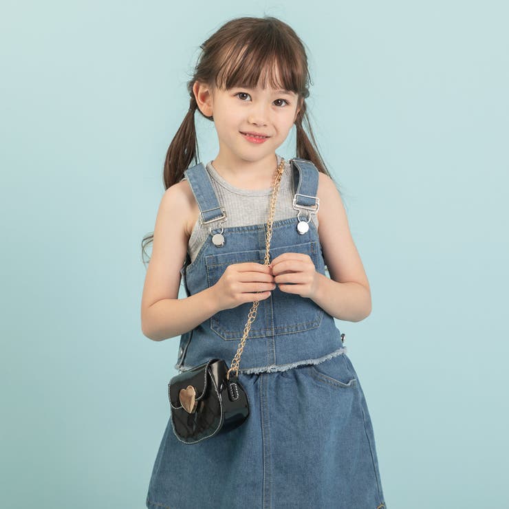 タグデザインデニムビスチェ＋台形スカート[品番：VINK0001659