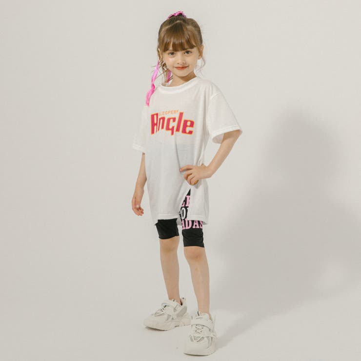 2点セット】サイドカットデザインTシャツ＋ロゴプリントスパッツ