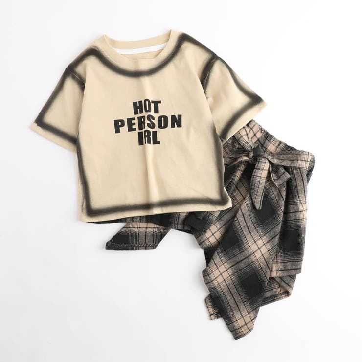 2点セット】スプレープリントデザインTシャツ＋シャツライクスカート  