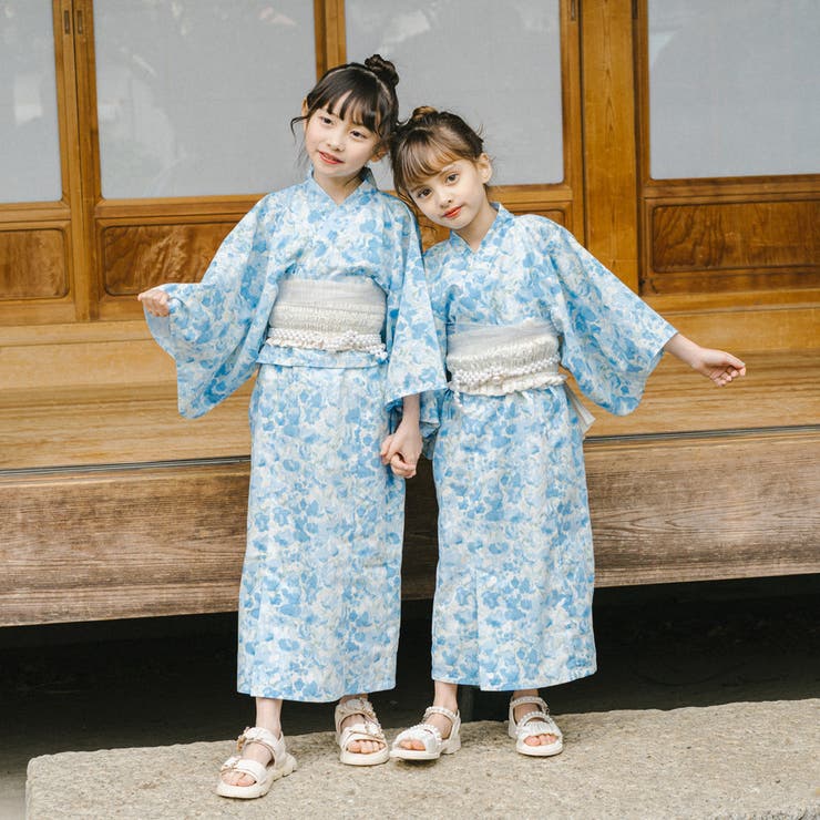 着付け簡単3点セット】2WAYセパレートニュアンスフラワープリント浴衣