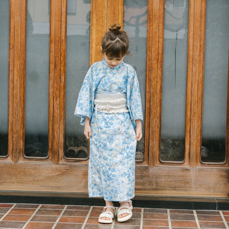 着付け簡単3点セット】2WAYセパレートニュアンスフラワープリント浴衣