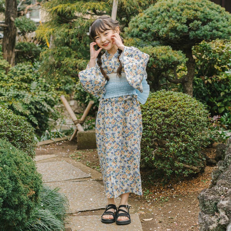 着付け簡単3点セット】2WAYセパレートレトロフラワープリント浴衣[品番