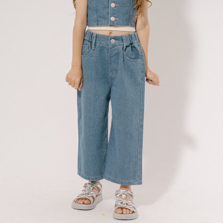 2点セット】デニムキャミビスチェ＋ストレートパンツ[品番