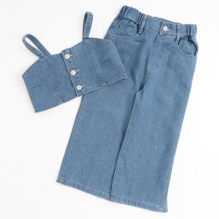 ワイドチェアー バーディ デニム風 4点セット CPCM｜デニムビスチェセットアップ | Rakuten Fashion(楽天